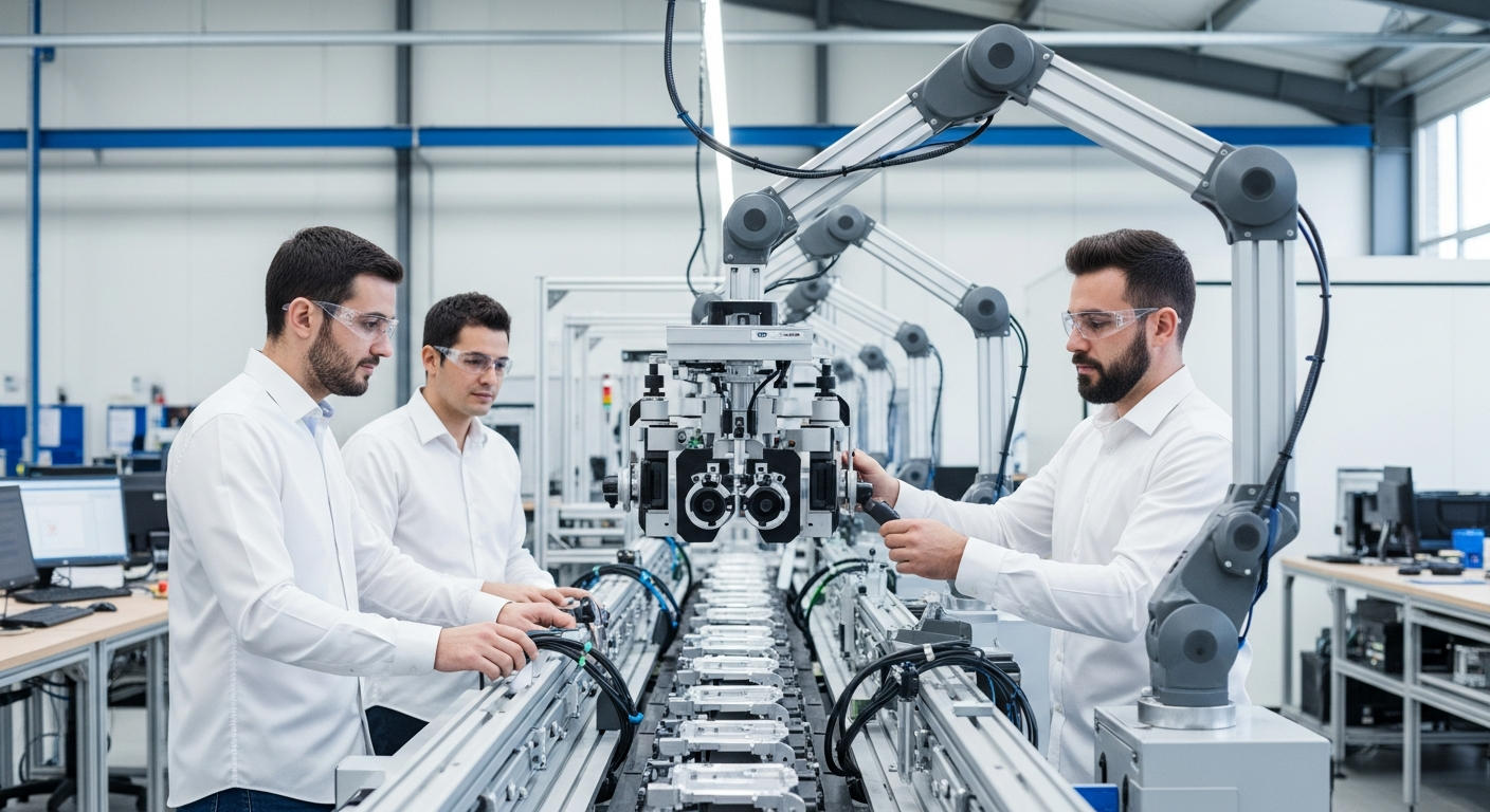 Système de vision industrielle en fonctionnement dans une usine moderne