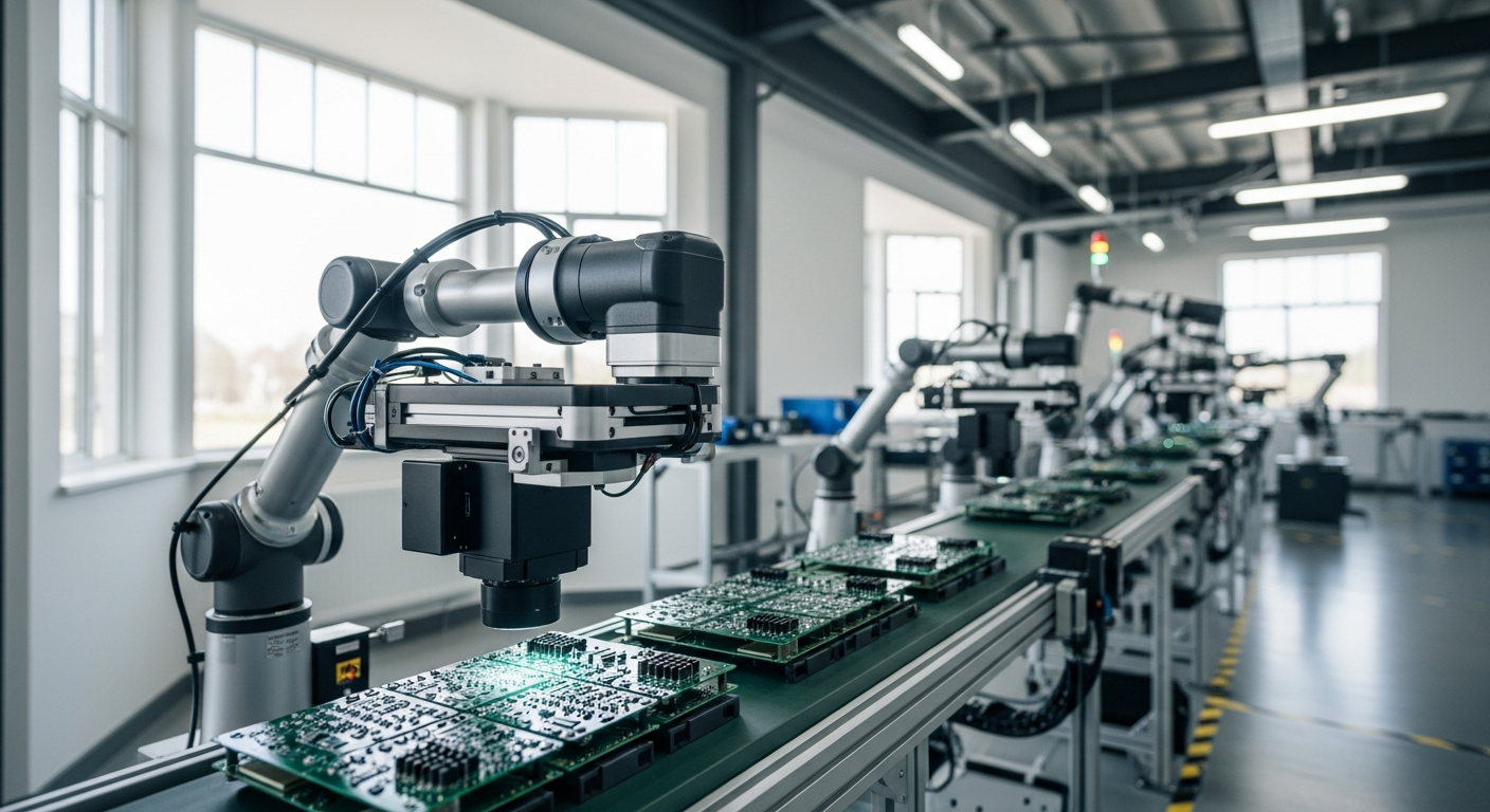 Ligne de production automatisée avec contrôle qualité par vision artificielle